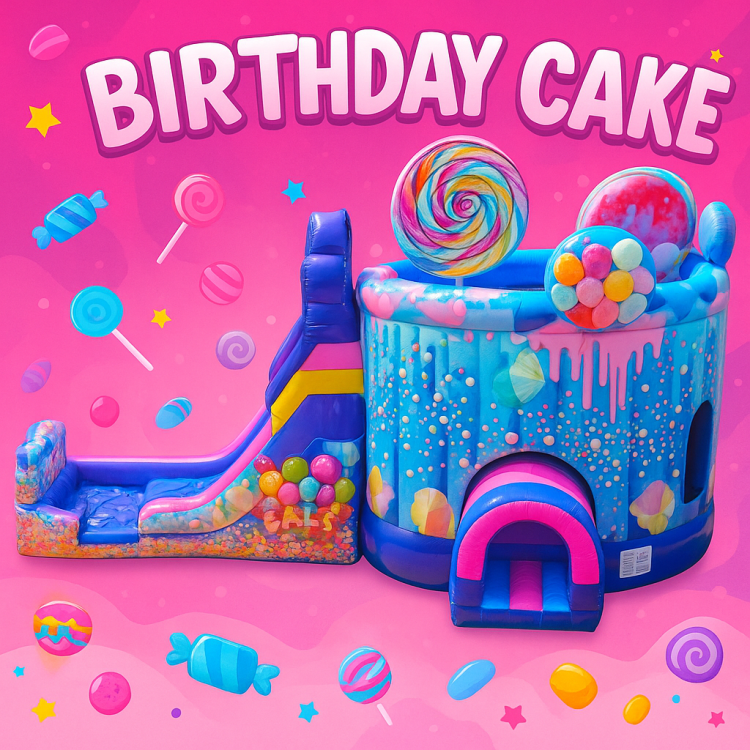 Birthday Cake Bounce and Waterslide