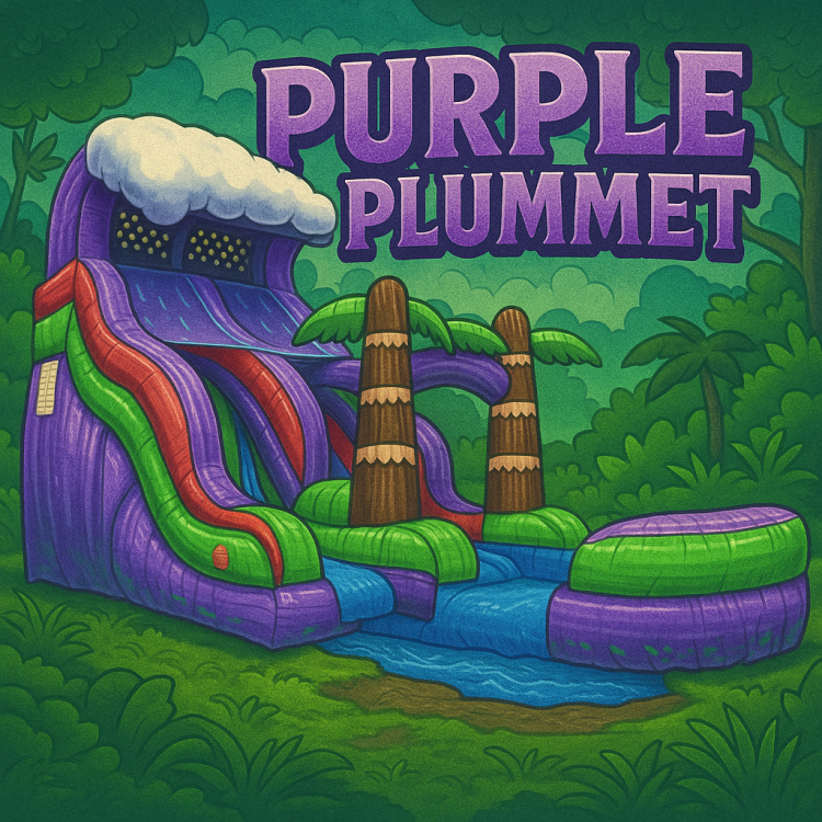 18' Purple Plummet Double Lane Waterslide