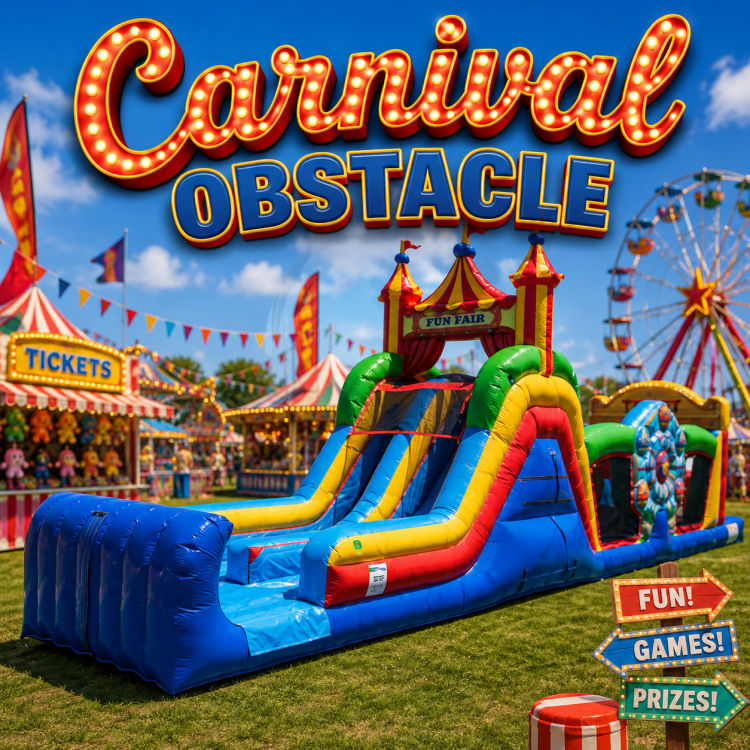 47' Carnival Obstacle Dry Slide 47' Carnival Obstacle Dry Slide