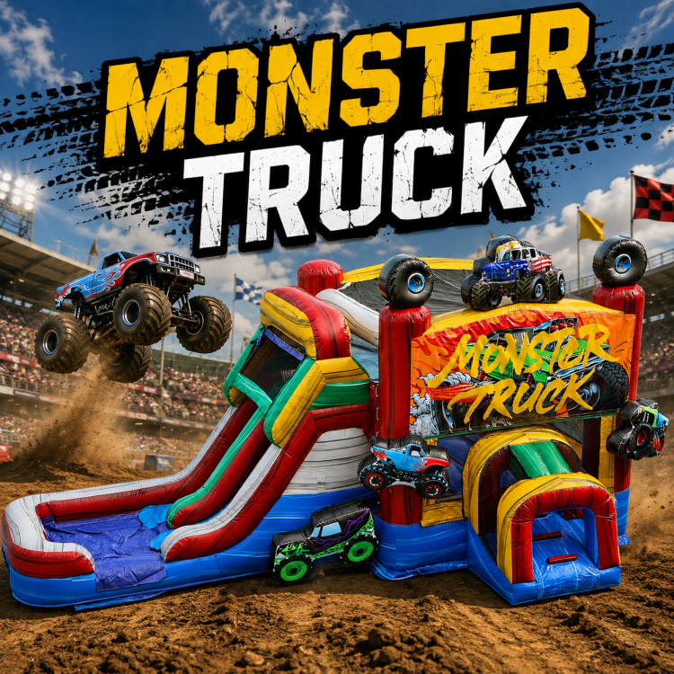 Monster Truck Double Lane Bounce and Water Slide Monster Truck Double Lane Bounce and Water Slide